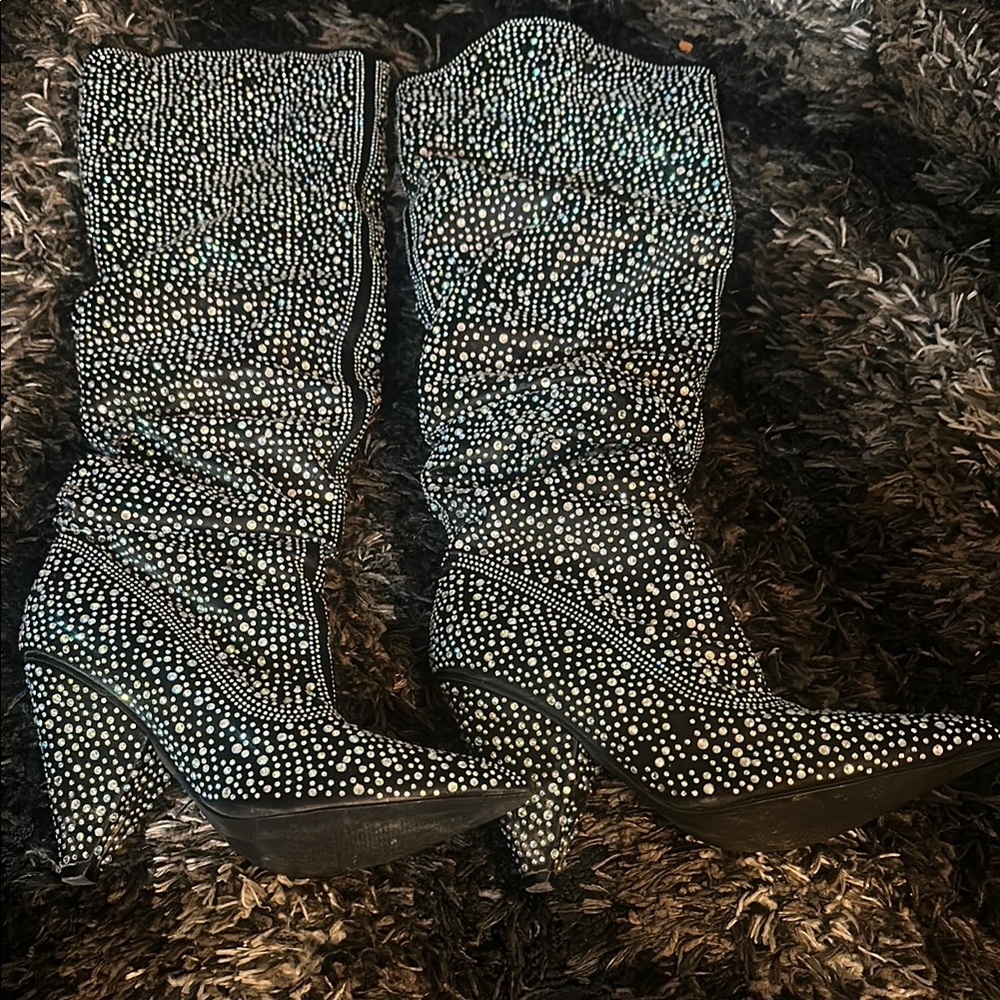 Black and White Studded Boots